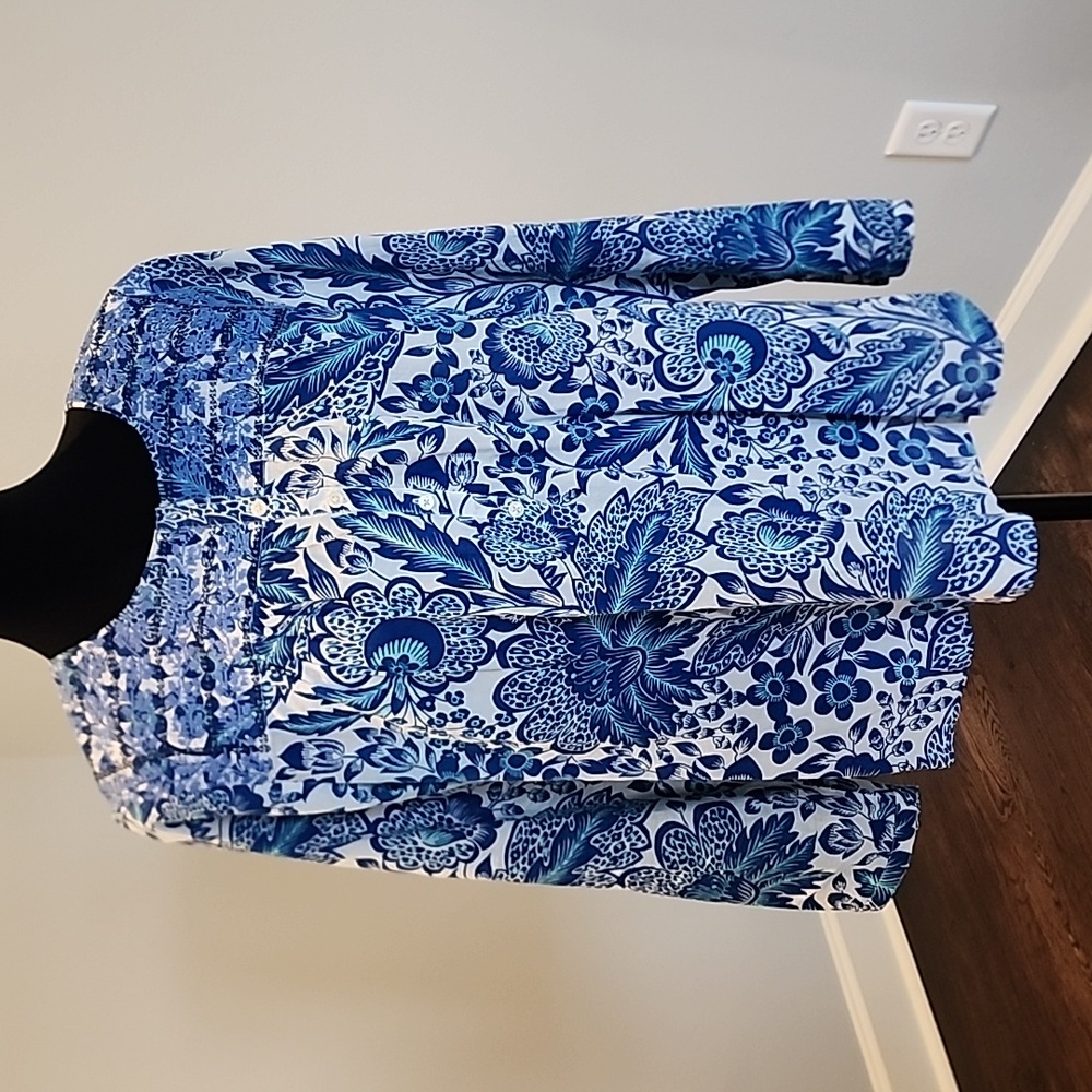 J.Crew blue floral print top